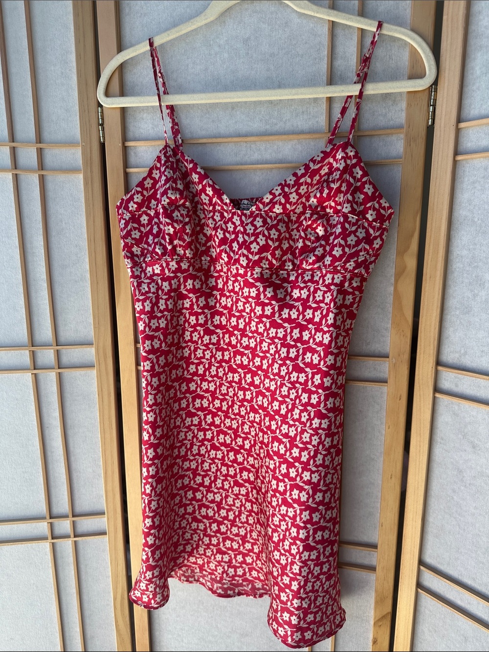 Free People Red and White Smocked Floral Dress